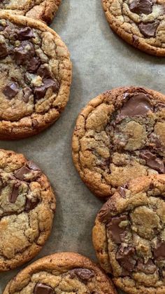 chocolate chip cookies on a baking sheet ready to be eaten