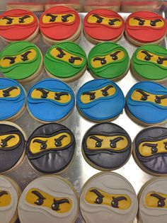 there are many decorated cookies in the shape of teenage mutant ninja turtles