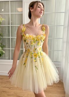 Daisy Sunshine Mini Dress | Teuta Matoshi Teuta Matoshi Dresses, Pride Ideas, Princess Evening Dress, Spring Fairy, Dresses Short Prom, Formal Occasion Dress, Spaghetti Strap Prom Dress, Hoco Dress, 2024 Fashion Trends