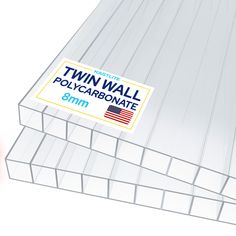 a white rectangular tube with the name twin wall polycarbonate on it