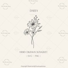 daisy hand drawn bouquet svg and png