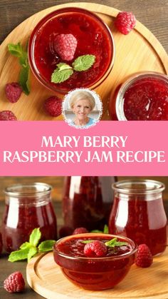 Mary Berry Raspberry Jam Recipe Red Raspberry Jam Recipe, Frog Jam Recipe, Raspberry Preserves Recipe, Jams And Jelly Recipes, Raspberry Jam No Pectin, Marry Berry Recipes, Easy Raspberry Jam, Raspberry Curd, British Food Traditional