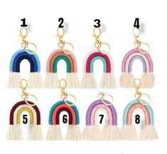 the rainbow key chain is shown with numbers on it