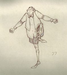 a drawing of a man with a backpack on his back