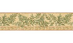 a green and beige border with leaves on it