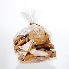 a bag full of cookies sitting on top of a table