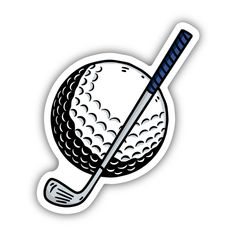 a golf ball and driver sticker on a white background