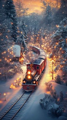 Stunning 8K and 4K winter wonderland wallpaper featuring a magical Christmas train journey through a snowy forest. Perfect for iPhone and mobile backgrounds. Winter Wonderland Wallpaper, Christmas Colour Schemes, Christmas Scenery, Days Till Christmas, Cute Christmas Wallpaper, Christmas Train, Holiday Background, Wallpaper Iphone Christmas, Magical Christmas