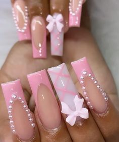 Cutesy Nails, Girly Acrylic, Back To School Nails, Diy Acrylic Nails, Drip Nails, Girly Acrylic Nails, School Nails, Nail Sets, Unique Acrylic Nails