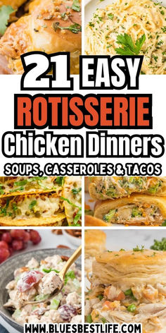 A collection of recipes made with rotisserie chicken. Different Meal Ideas, Using Leftover Rotisserie Chicken, Chicken Salad With Peanut Dressing, Leftover Rotisserie Chicken Recipes, Chicken Recipes Dinner, Easy Chicken And Dumplings, Rotisserie Chicken Recipes Leftover, Salad With Peanut Dressing