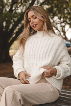 Skye Knit Sweater - White - Petal & Pup USA Petal And Pup, Turtleneck Style, Short Loungewear, Essential Dress, Exclusive Clothing, Top And Pants Set, Strapless Tops, Style Sweater, Dresses By Length