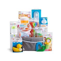 the contents of a baby's diaper bag