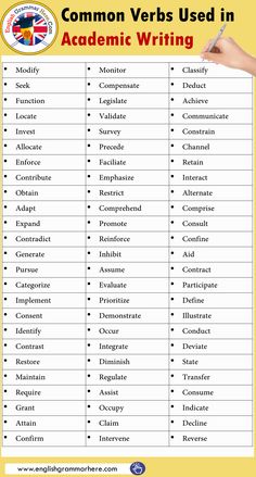 the common verbs used in academic writing