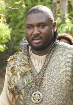 a man wearing a green and gold outfit with a leopard print on it's chest