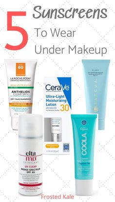 These 5 sunscreens for your face wear well under makeup, are great for sensitive skin, dry skin, and oily skin. Read the full review to get the facts on each.    #sunscreen #sunscreenforface #spf #sunscreenundermakeup #sunscreenfordryskin #sunscreenforoilyskin Good Sunscreen For Face, Best Spf, Best Sunscreen, Lotion For Oily Skin, Spf Face, Sunscreen Spray, Anti Wrinkle Skin Care, Daily Sun, Skin Care Wrinkles