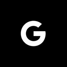 a black and white logo with the letter g in it's center, on a dark background