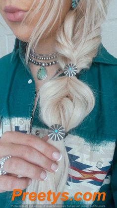 Rodeo, Easter, Softball Chic: Short Hair Braids Setting Trends for 2024 Preetys.com Cowgirl Hair Accessories, Performing Hairstyles, Western Hair Accessories, Clinical Hairstyles, Cowboy Hat Hair, Western Hairstyles, Short Hair Braids, Southern Jewelry, Western Hair