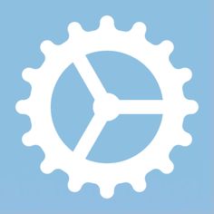 a white gear wheel on a blue background