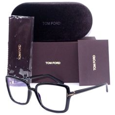 Brand New / Authentic Details: Ft5813-B 001 56 Eyeglasses From Tom Ford Feature Exclusivity And Individuality Of This Famous Brand's Dna. Those Stylish Women Who Prefer Bold And Extraordinary Glasses Will Love This Full Rim Model In Shiny Black/T Logo/Blue Block Color That Will Complete Any Fashionable Outfit Perfectly. The Manufacturer Made This Butterfly Frame From Premium Quality Injected To Deliver Unmatched Durability And Unparalleled Comfort During Everyday Wearing. Offered In Size 56-17-1 Ford Accessories, Blue Block, Womens Toms, Butterfly Frame, Famous Brands, Prescription Eyeglasses, Glasses Accessories, Everyday Wardrobe, Spectacles