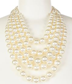 From Southern Living&#x2C; this necklace features:Statement necklaceGold/Pearl- Zinc/AcrylicLobster claw closureApprox. 18" L +3" extender chainImported. Pearl Jewelry Necklace, Gold Statement Necklace, Funky Jewelry, Accessories Jewelry Necklace, Southern Living, Dillard's, Gold Pearl, Bling Bling, Pearl Jewelry