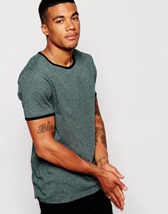 ASOS T-Shirt With Contrast Neck Contrasting Colors, Models, Mens Tshirts, Mens Tops