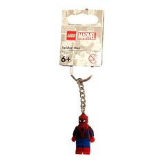 a key chain with a spiderman figure attached to it's front and back ends