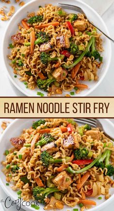 ramen noodle stir fry with broccoli and carrots