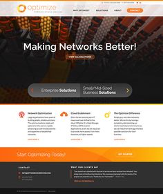 an orange and black website design