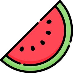 a slice of watermelon with black dots on it