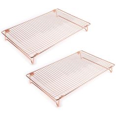 PRICES MAY VARY. Set of 2 stackable cooling racks, each rack measures 16.75" L x 10.75" W x 2.25" H. 18/8 stainless steel with copper-plated for maximum rust resistance and durability. Mesh wire grid cools even the smallest of cookies and candies. Collapsible for space-efficient use, 2 inch tall legs allow better air circulation and faster cool-down time. Try it for making crispy chicken in the oven, allowing grease to drip after frying foods, making baked potatoes, decorating cakes and more. Be Making Baked Potatoes, Cooling Racks, Countertop Surfaces, Wire Racks, Lattice Design, Copper Plated, Cooking And Baking, 2 Pack, Stainless Steel