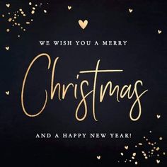 we wish you a merry christmas and a happy new year greeting card with gold foil confetti