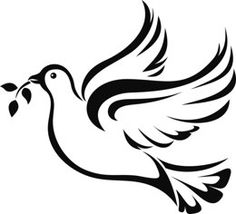 a black and white dove with an olive branch in it's beak tattoo design