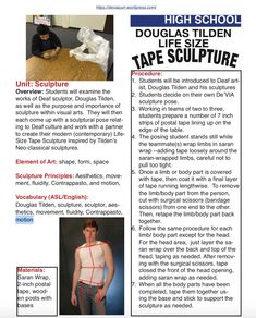 an article about tape sculpture is featured in the paper, which includes instructions for how to use tape sculptures