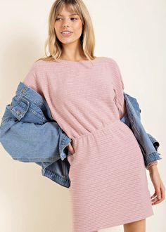 Discover the perfect blend of comfort and style with our Pink Sweater Dress! The long sleeves and wide boatneck provide a cozy fit, while the elastic waistline flatters your figure. Made with soft knit fabric, this dress is perfect for both casual and dressy occasions. Pink Sweater Dress, Cozy Fits, Cold Weather Accessories, Outerwear Sweater, Pink Sweater, Online Accessories, Exclusive Collection, Soft Knits, Boat Neck