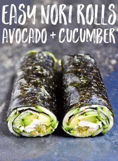 cucumber and avocado easy nori rolls