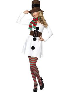 a woman dressed in a snowman costume