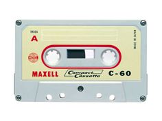 an old fashioned cassette tape recorder with the label maxell compact c - 60 on it