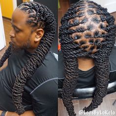 #Men'sHair, Two Braids With Weave, Men Dread Styles, 2 Strand Twist, Mens Dreadlock Styles, Dread Hairstyles For Men, Loc Styles For Men, Dreadlock Hairstyles For Men, Short Locs Hairstyles