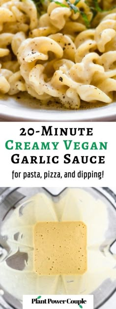 creamy vegan garlic sauce for pasta, pizza and dipping