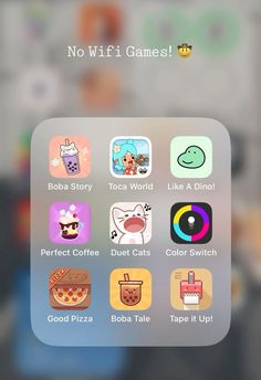 an iphone screen with different app icons on it and the text no wifi games