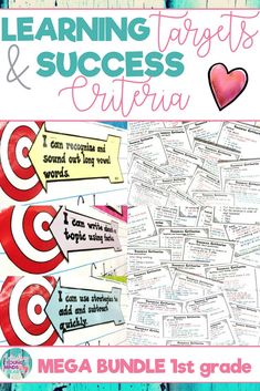 a poster with the words learning targets and success written on it, next to an image of