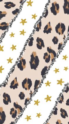 an animal print fabric with gold stars on it