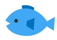 a blue fish with black spots on it's face