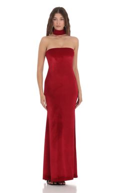 Velvet Reverse Halter Maxi Dress in Red | LUCY IN THE SKY Holiday Gala Dress, Long Red Dress Formal, Dark Red Maxi Dress, Red Velvet Dress Long, Dinner Dress Formal, Red Graduation Dress, Red Dress Formal, Graduation Dresses Long, Dark Red Dresses