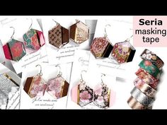 there are many different types of paper earrings on the table with text overlaying them