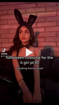 a woman with bunny ears on her head is wearing a black dress and has the words halloween costume for the girl pt 10 everything from amazon