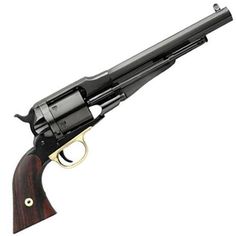 a black revolver on a white background with clipping area for text or image to be removed