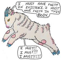 a goat with horns is in the air and has an empty speech bubble above it