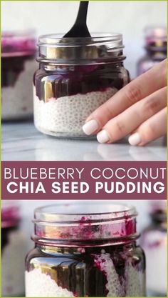 blueberry coconut chia seed pudding in a jar