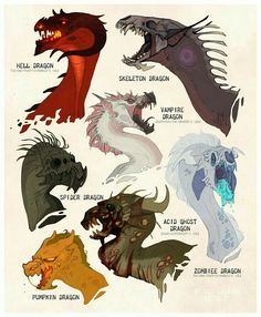 an image of different types of dragon heads